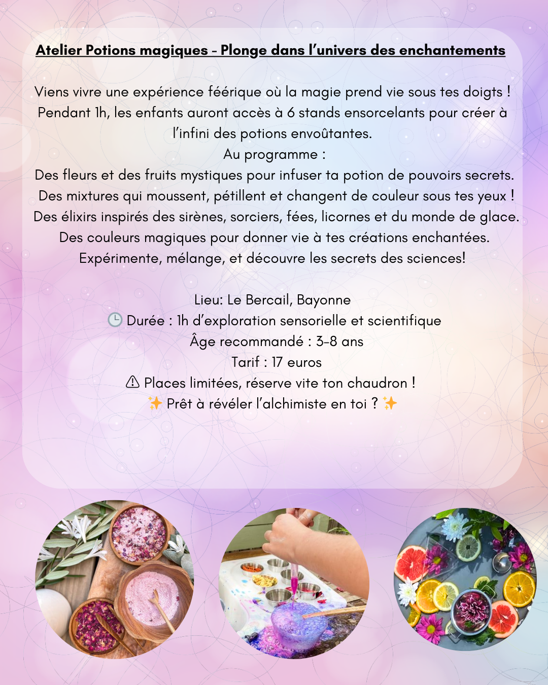 Ateliers Potions Magiques au Bercail