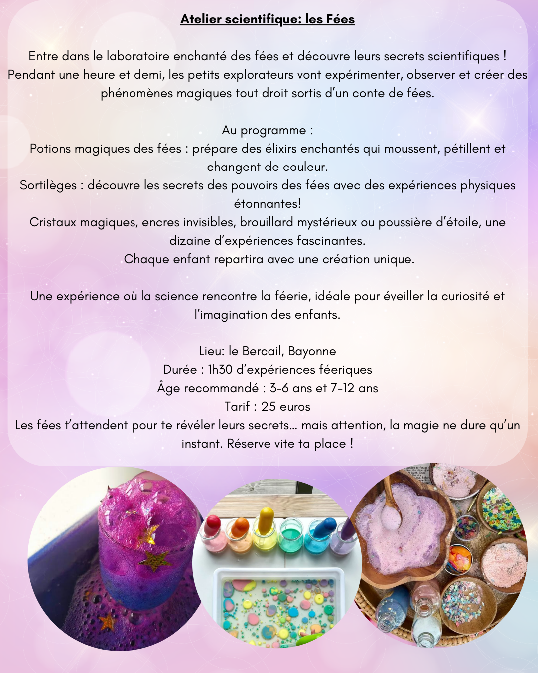 Atelier scientifique les fées au Bercail